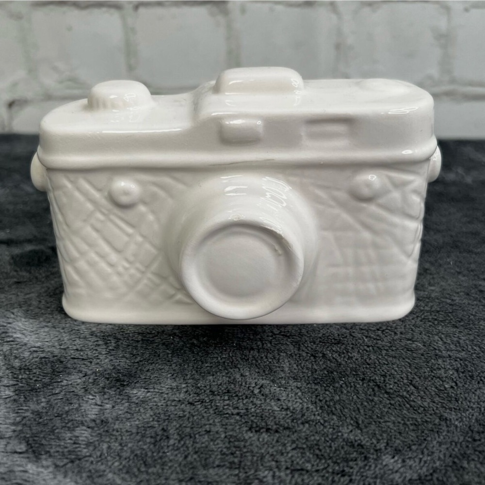 White Ceramic Camera Decor handmade